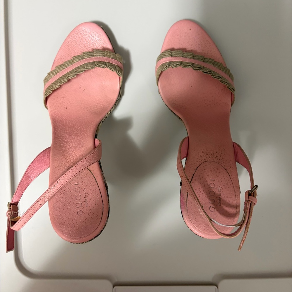 Gucci Women’s Pink Slingback Heeled Sandals - Picture 8 of 8